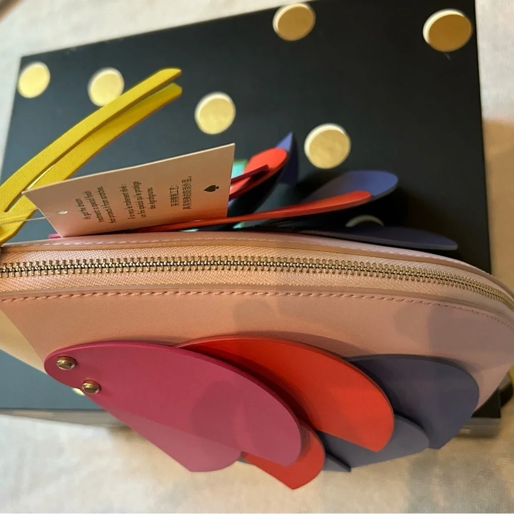 Kate Spade Pink and Purple Parrot Crossbody Bag Flock Party